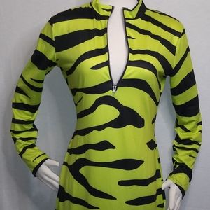 Neon Yellow Zebra Mini Dress